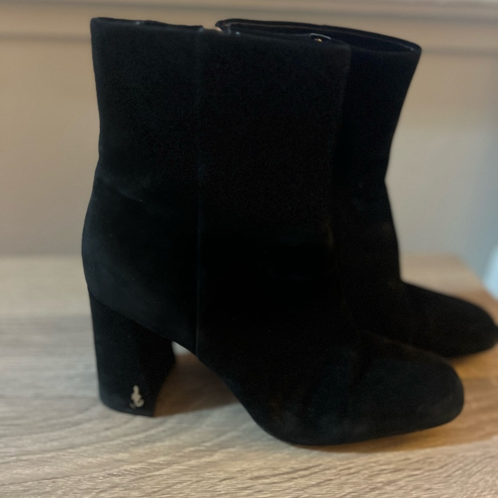 Sam Edelman Black Heeled Boots with Chunky Block Heel